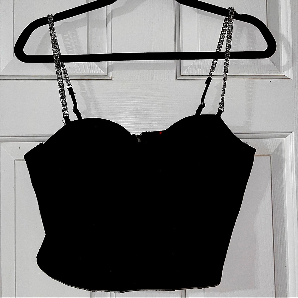 Guess Cropped Corset with Chain Straps.